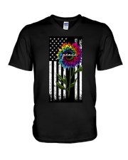 Peace Sunflower V-Neck T-Shirt tile