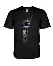 Back the blue sunflower V-Neck T-Shirt tile