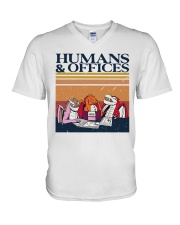 Humans And Office V-Neck T-Shirt tile