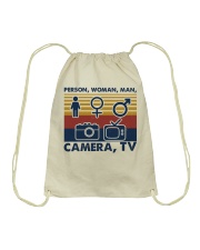 Person woman man camera Drawstring Bag tile