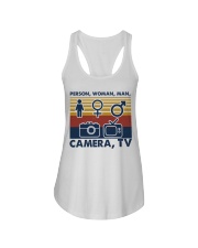 Person woman man camera Ladies Flowy Tank tile