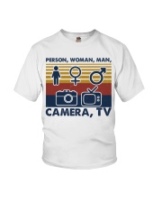 Person woman man camera Youth T-Shirt tile