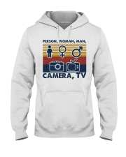 Person woman man camera Hooded Sweatshirt tile