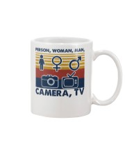 Person woman man camera Mug tile