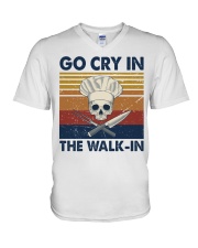 Go cry in the walk in V-Neck T-Shirt tile