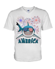 Love America Independence day V-Neck T-Shirt tile