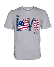 Live Love Teach V-Neck T-Shirt tile