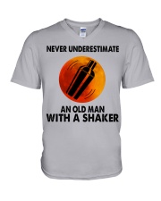 Never underestimate an old man V-Neck T-Shirt tile