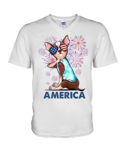 Love America Independence day V-Neck T-Shirt tile