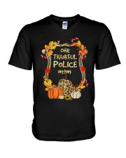 One thankful police mom V-Neck T-Shirt tile