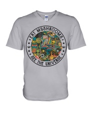 Eat mushrooms V-Neck T-Shirt tile