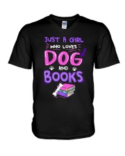Just a girl who loves dogs books V-Neck T-Shirt tile