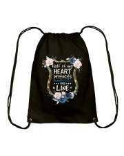 Half of my heart protects this line Drawstring Bag tile