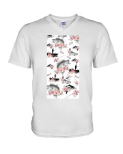 Love fishing V-Neck T-Shirt tile