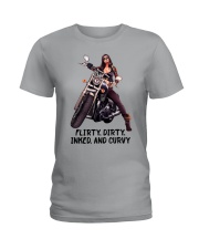 Flirty dirty inked and curvy Ladies T-Shirt tile