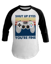 Shut up eyes Baseball Tee tile