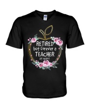 Retired but forever a teacher at heart V-Neck T-Shirt tile