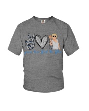 Peace love Back the blue Youth T-Shirt tile
