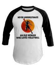 Never underestimate an old woman Baseball Tee tile