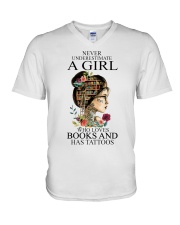 Never underestimate a girl V-Neck T-Shirt tile