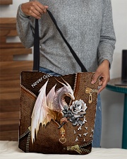 Never Give Up Leather Pattern Print All-over Tote aos-all-over-tote-lifestyle-front-10