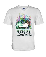 Nerdy mermaid V-Neck T-Shirt tile