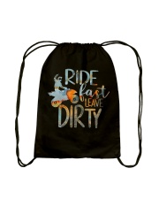 Ride fast Leave dirty Drawstring Bag tile