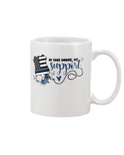 In this house we support blue line Mug tile