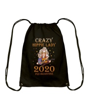 Crazy hippie lady quarantined Drawstring Bag tile