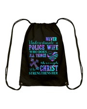Never underestimate a police wife Drawstring Bag tile
