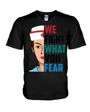 WE FIGHT WHAT YOU FEAR V-Neck T-Shirt thumbnail