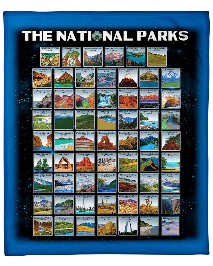 BLK - 62 National parks US Fleece Blanket - 50" x 60"