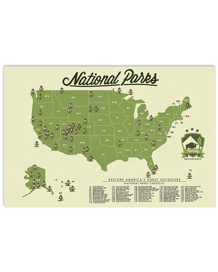 NATIONAL PARKS CHECKLIST 24x16 Poster