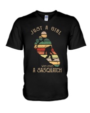 JUST A GIRL WHO LOVES A SASQUATCH V-Neck T-Shirt thumbnail