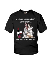 CANNOT SURVIVE ON WINE BUT ALSO NEEDS HUSKIES Youth T-Shirt thumbnail