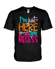 I'M JUST HERE FOR RECESS V-Neck T-Shirt thumbnail