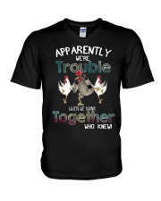 TROUBLE CHICKEN V-Neck T-Shirt thumbnail