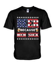 BEER BECAUSE MAN SUCK V-Neck T-Shirt thumbnail