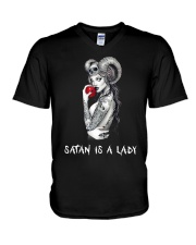 SATAN IS A LADY V-Neck T-Shirt thumbnail