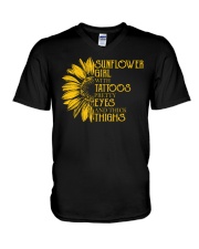 SUNFLOWER GIRL WITH TATTOOS V-Neck T-Shirt thumbnail