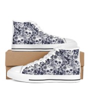SKULL PATTERN Women's High Top White Shoes inside-left-outside-left