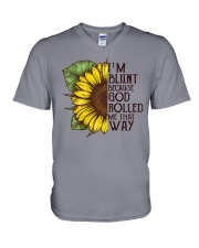 I'M BLUNT BECAUSE GOD ROLLED ME THAT WAY V-Neck T-Shirt thumbnail
