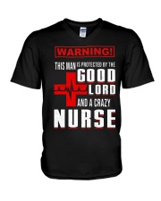 PROTECTED BY A NURSE V-Neck T-Shirt thumbnail