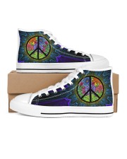 PURPLE HIPPIE PATTERN Men's High Top White Shoes inside-right-outside-right