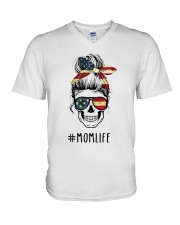 AMERICAN FLAG SKULL V-Neck T-Shirt tile