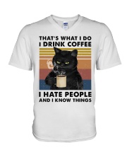 THAT'S WHAT I DO I DRINK COFFEE I HATE PEOPLE V-Neck T-Shirt tile