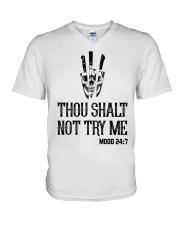 THOU SHALT NOT TRY ME V-Neck T-Shirt tile