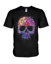 SKULL FLOWER 10 V-Neck T-Shirt tile