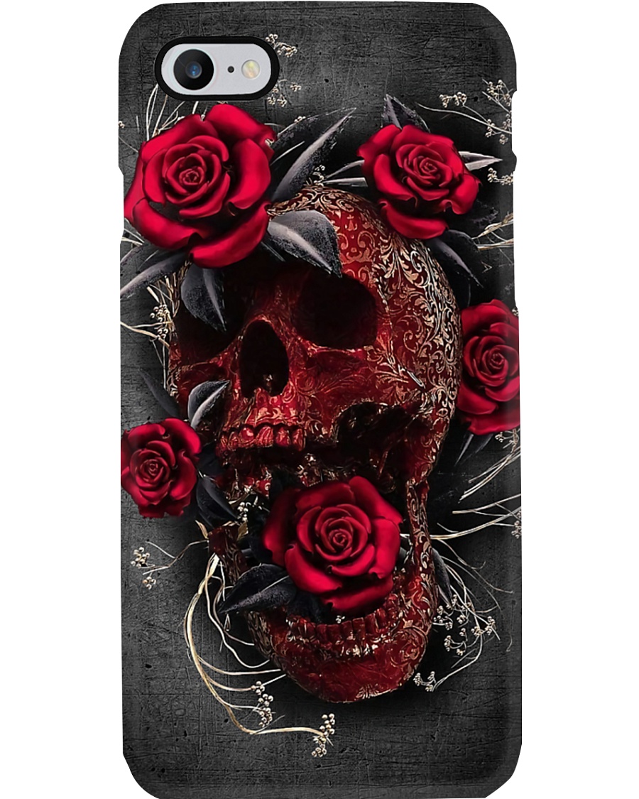 Skull red rose Phone Case