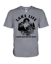 LAKE LIFE CAUSE BEACHES BE SALTY V-Neck T-Shirt thumbnail